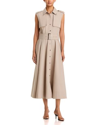 Gail Button Front Belted Midi Dress