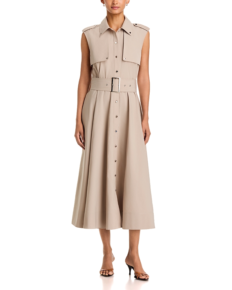 Toccin Gail Button Front Belted Midi Dress
