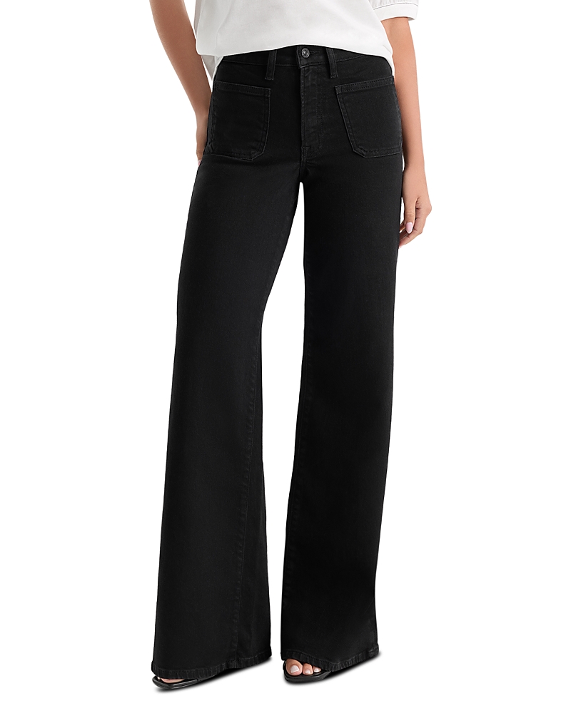 Good American Soft Tech Good Waist High Rise Palazzo Jeans in Black001