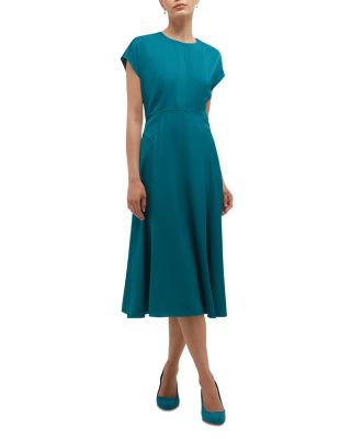 Adela Cap Sleeve Satin Dress