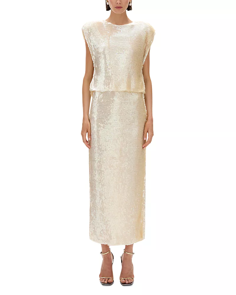 Rachel Gilbert Saphine Sequin Cowl Back Dress