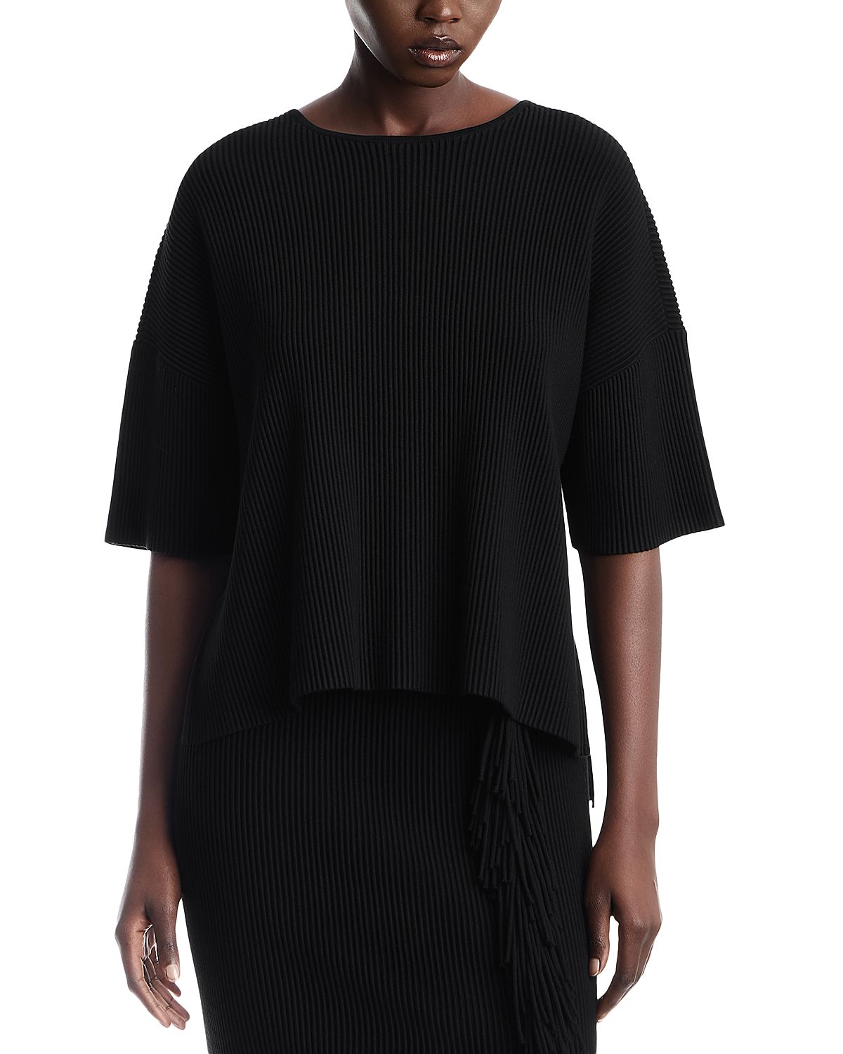 Emporio Armani Ribbed Fringe Trim Cardigan