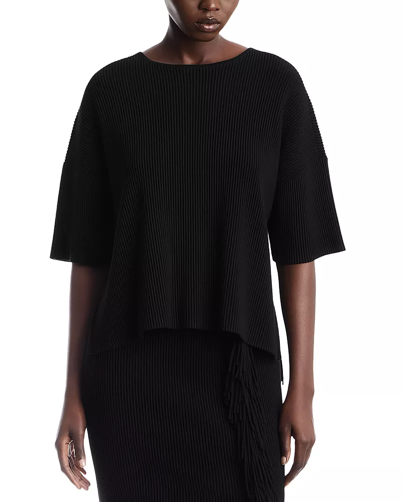 Emporio Armani Ribbed Fringe Trim Cardigan