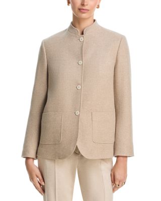 Cashmere & Silk Mandarin Collar Jacket  