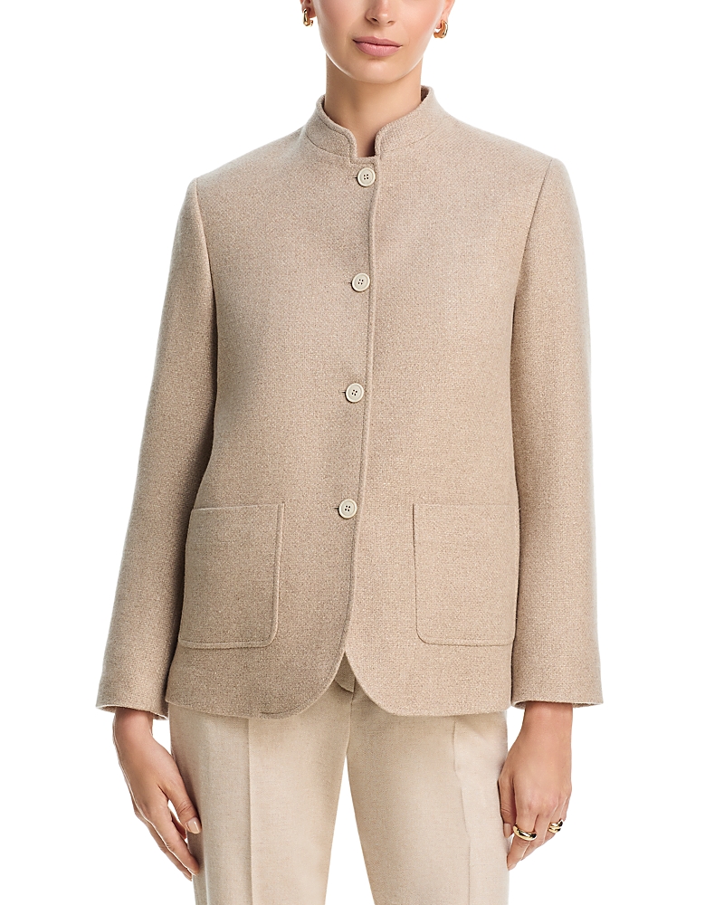 Eleventy Cashmere & Silk Mandarin Collar Jacket