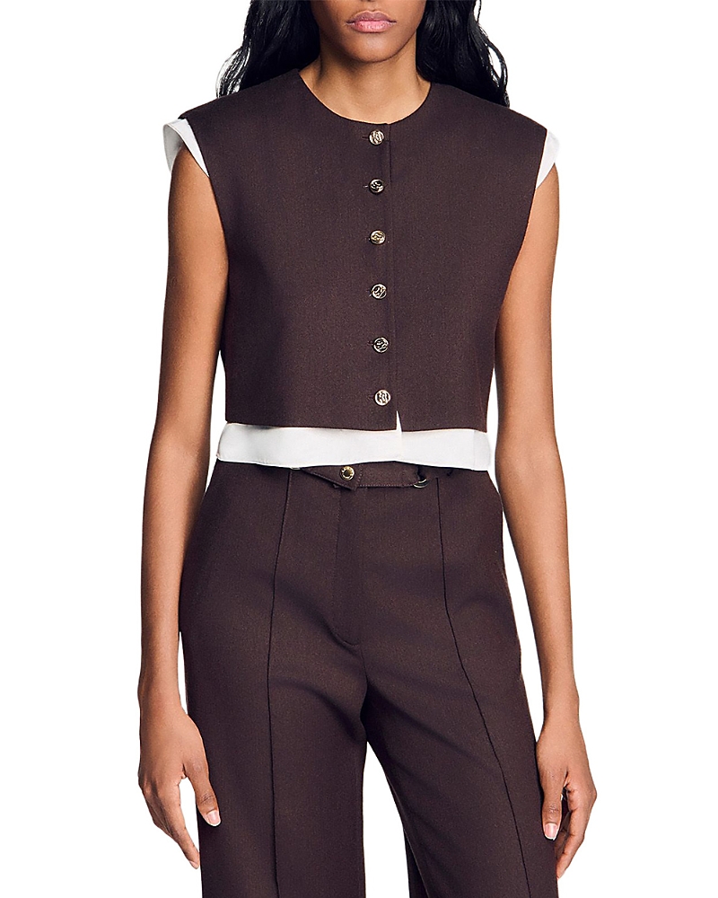 Sandro Andrews 2 in 1 Wool Blend Crop Top