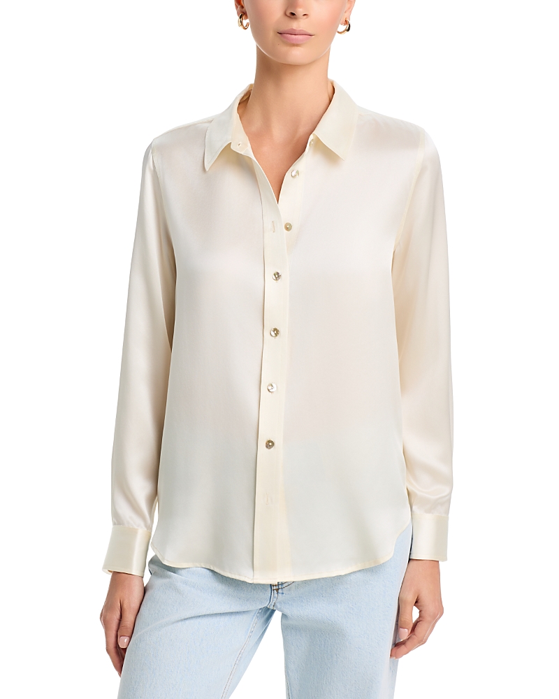 Johnny Was Silk Collared Button Up Shirt