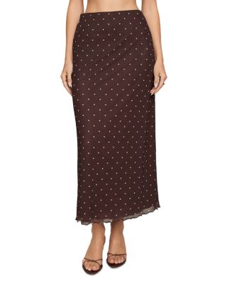 Eda Polka Dot Mesh Midi Skirt