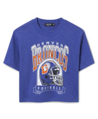  Women's NFL Denver Broncos Helmet Mock Neck Crop Tee