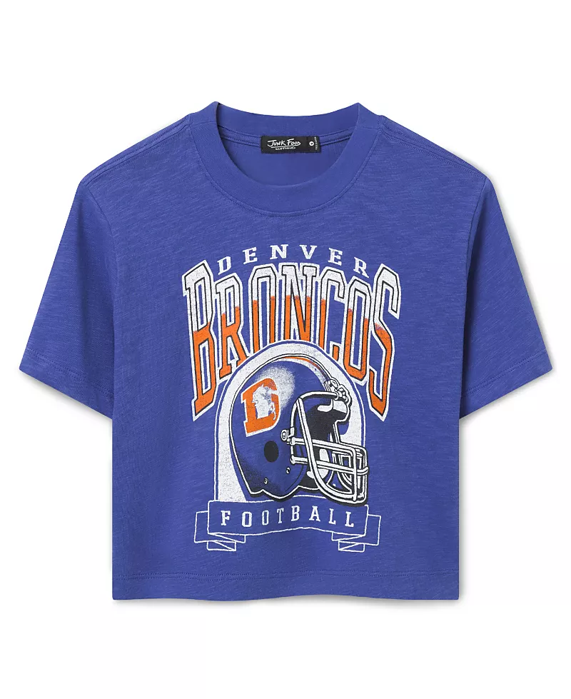 Junk Food Clothing Women's Denver Broncos Helmet Mock Neck Crop Tee