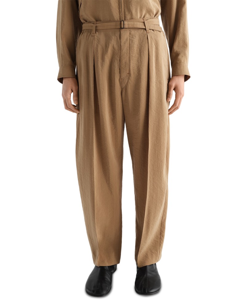 Lemaire Belted Relaxed Fit Silk Blend 31.3 Pants in Toffee