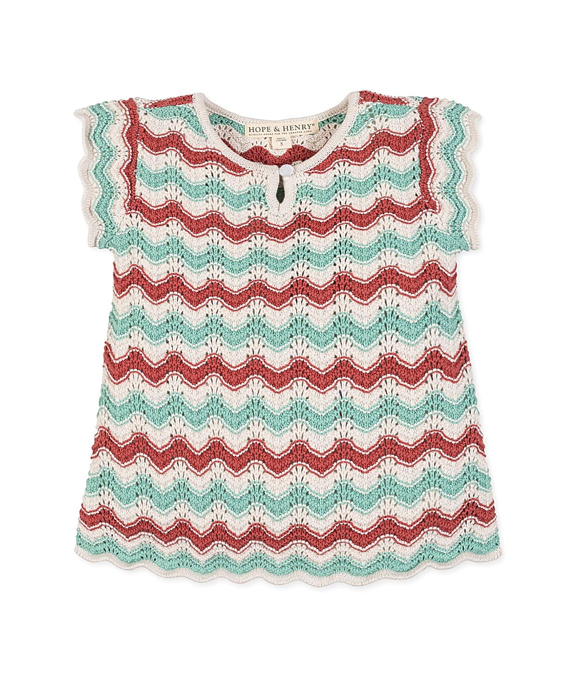 Hope & Henry Girls' Organic Flutter Sleeve Sweater Top - Little Kid, Big Kid