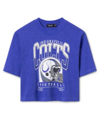 Junk Food Clothing Women's Indianapolis Colts Helmet Mock Neck Crop Tee