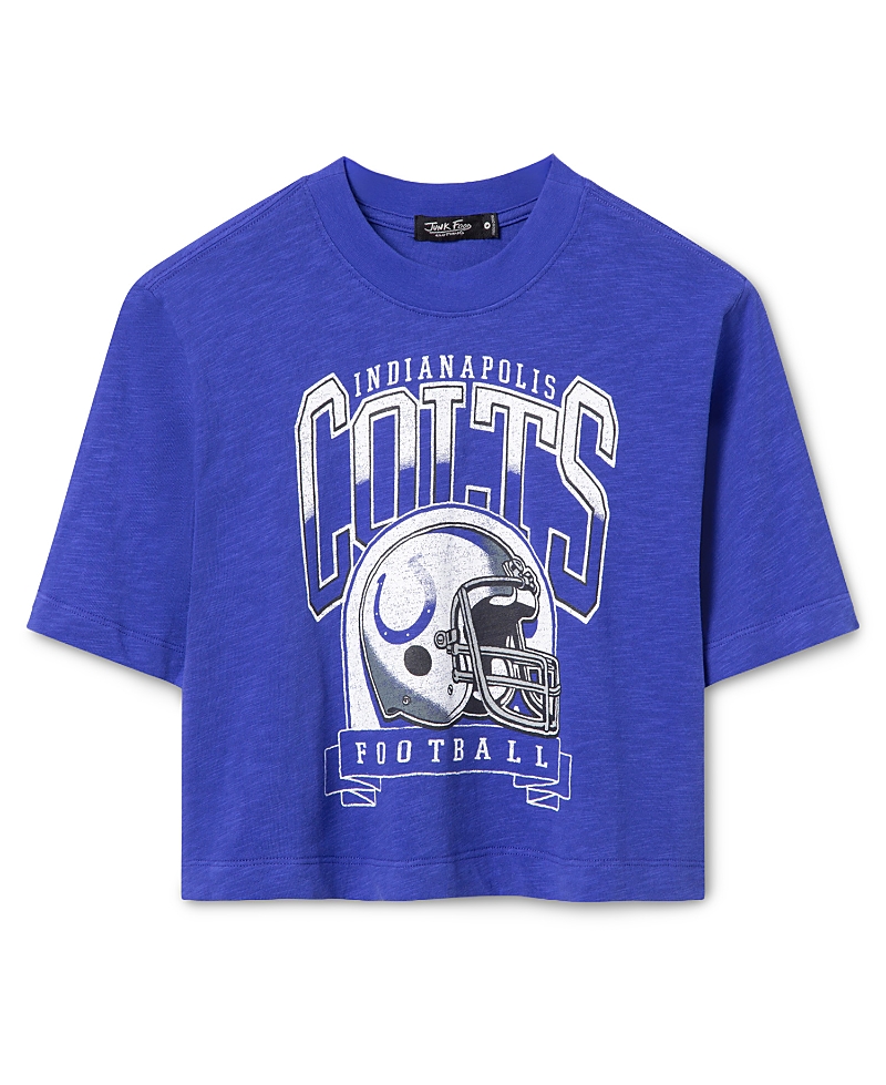 Junk Food Clothing Women's Indianapolis Colts Helmet Mock Neck Crop Tee
