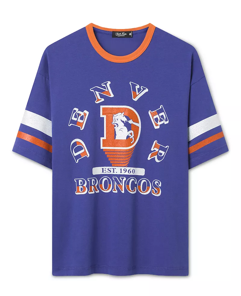 Junk Food Clothing Women's Denver Broncos Glitter Boxy Ringer