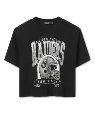  Women's NFL Las Vegas Raiders Helmet Mock Neck Crop Tee