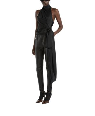  Open-Back Silk Chiffon Top