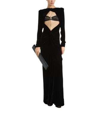  Long Velvet and Lace Dress