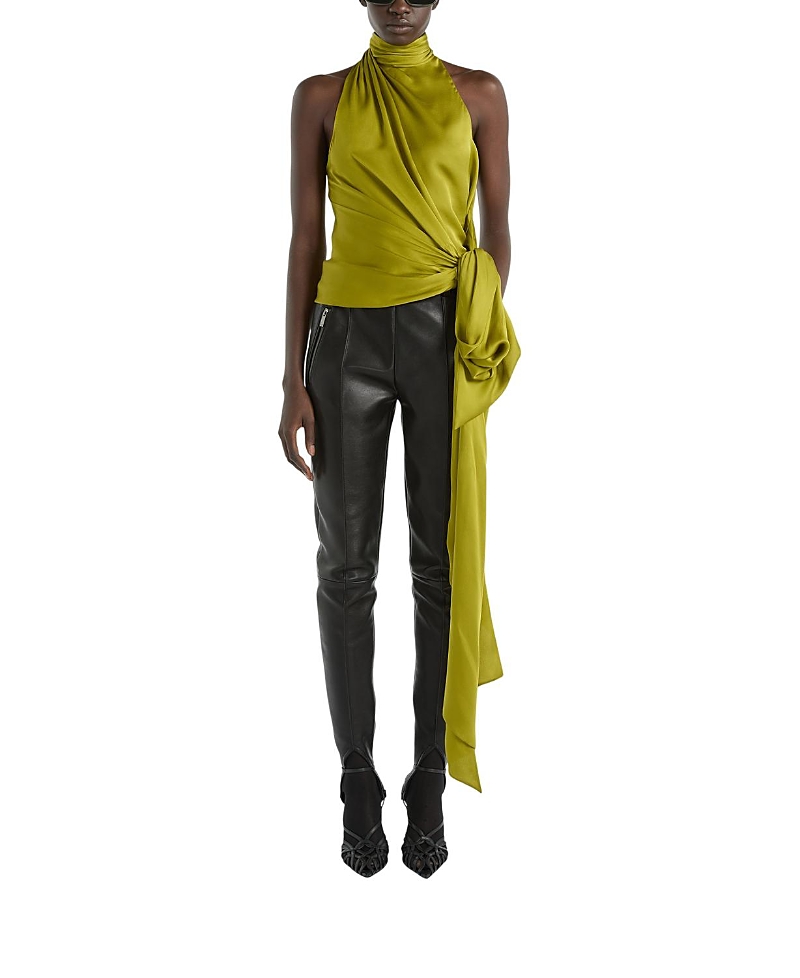 Balmain Open-Back Silk Chiffon Top