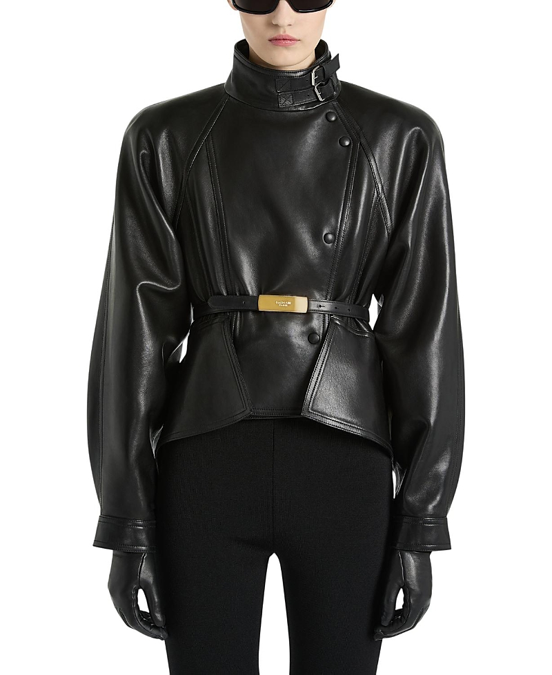 Balmain Lambskin Peplum Jacket