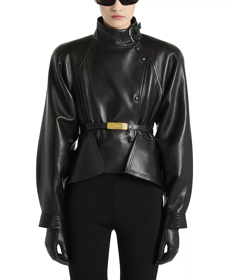 Balmain Lambskin Peplum Jacket