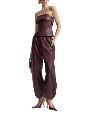 Faux Leather Foldover Strapless Top - thumbnail 6