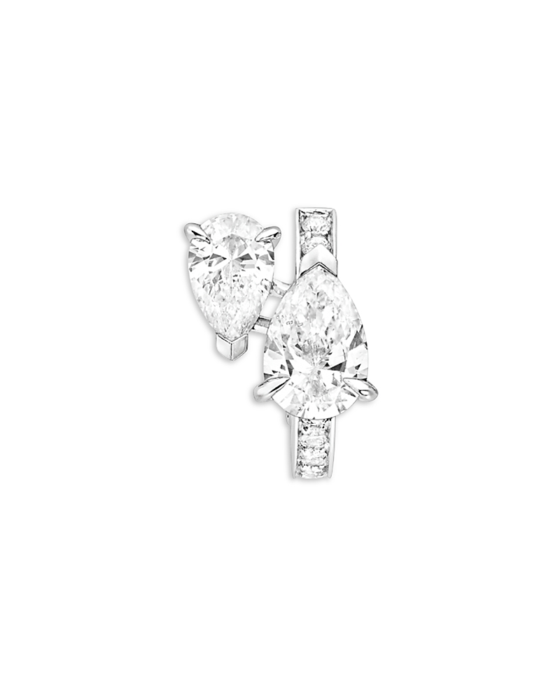 Repossi 18K White Gold Serti sur Vide Diamond Pear & Round Left Side Earring