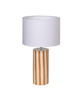  Shade and Glazed Striped Cylinder Table Lamp