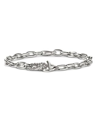 Sterling Silver Surf Diamond Chain Link Bracelet, 0.44 tcw