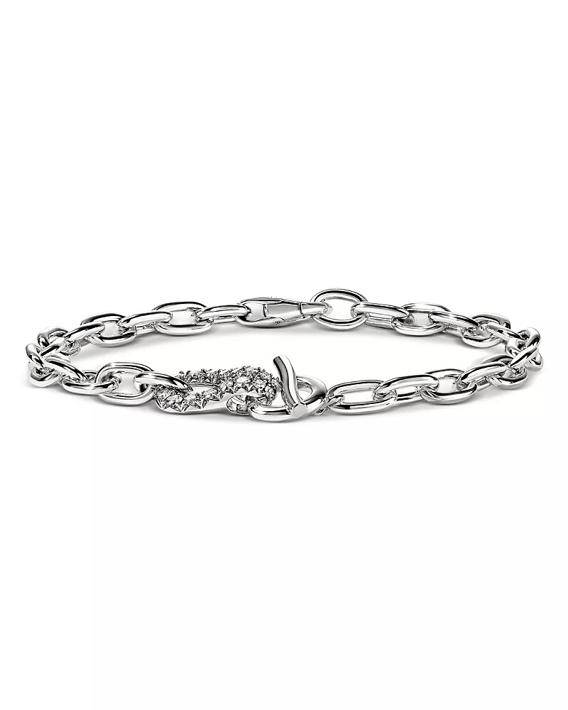 John Hardy Sterling Silver Surf Diamond Chain Link Bracelet, 0.44 tcw