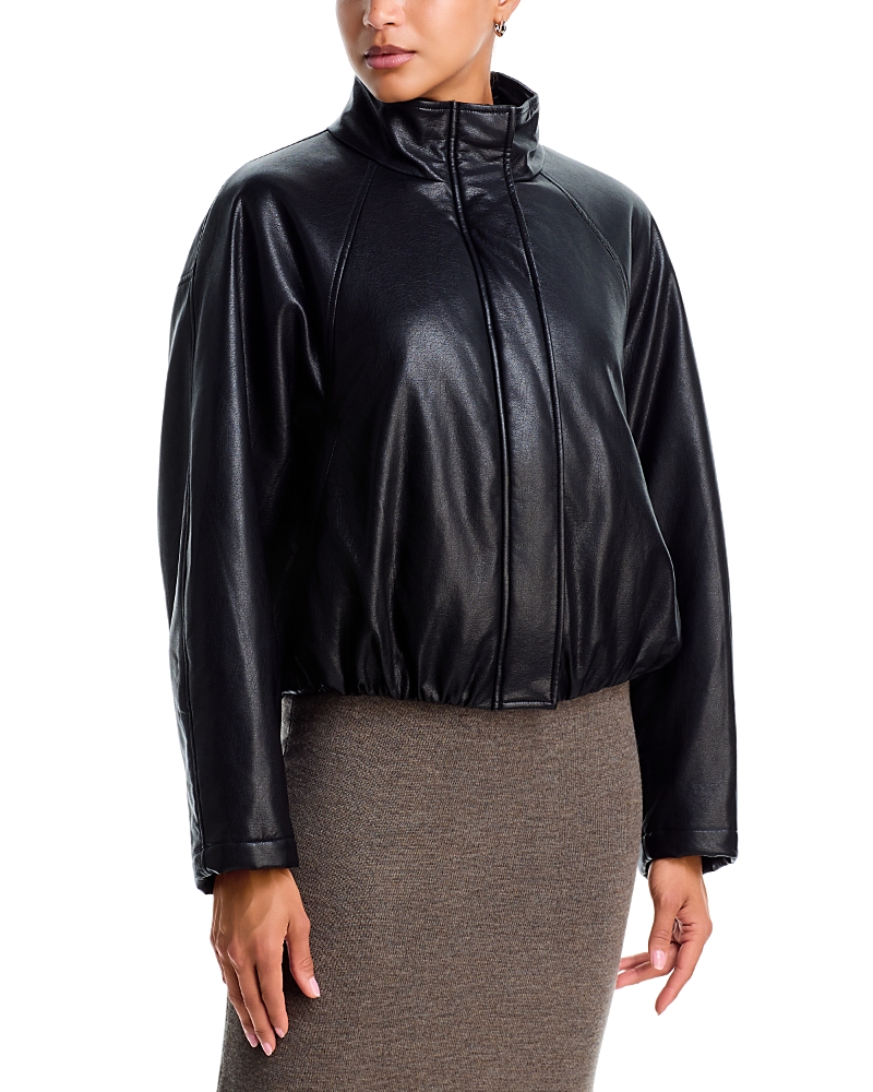 Aqua Faux Leather Bomber Jacket - Exclusive