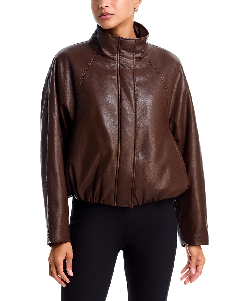 Aqua Faux Leather Bomber Jacket - Exclusive