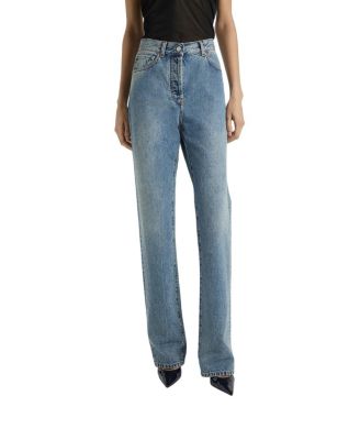  Straight-Leg Faded Denim Jeans in Blue
