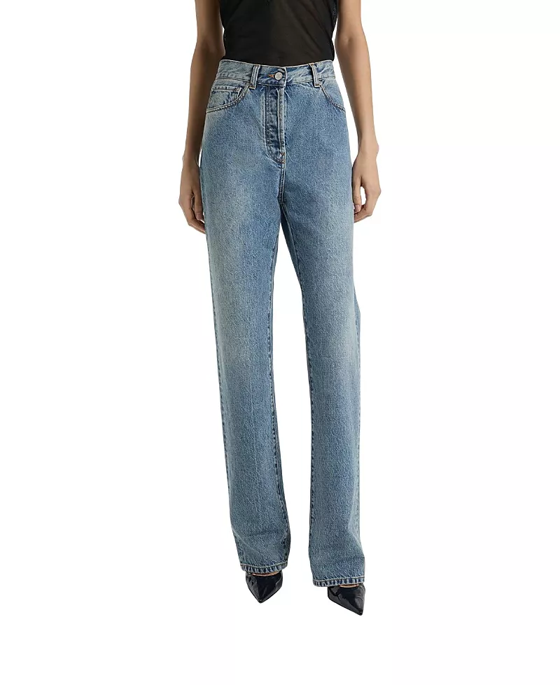 Balmain Straight-Leg Faded Denim Jeans in Blue