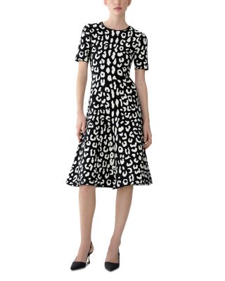 Carolina Herrera Printed Short Sleeve Fit & Flare Dress