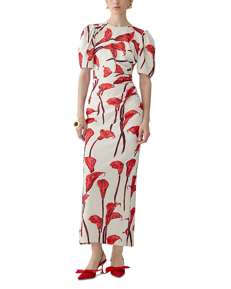 Carolina Herrera Printed Short Sleeve Ankle Dress