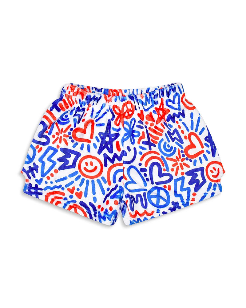 Iscream Girls' Corey Paige Red, White & Blue Plush Shorts - Little Kid, Big Kid