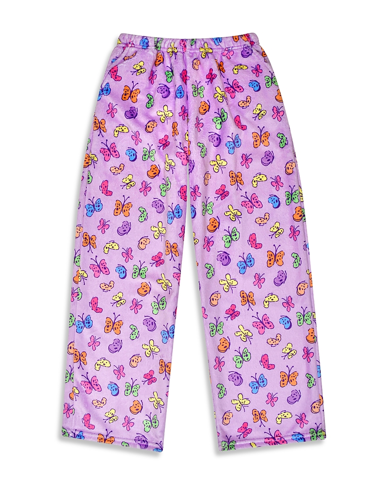 Iscream Girls' Bright Butterflies Printed Plush Pants - Little Kid, Big Kid