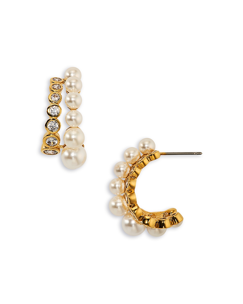 Nadri Cubic Zirconia & Imitation Pearl Under the Sea Double Row Hoop Earrings · OS