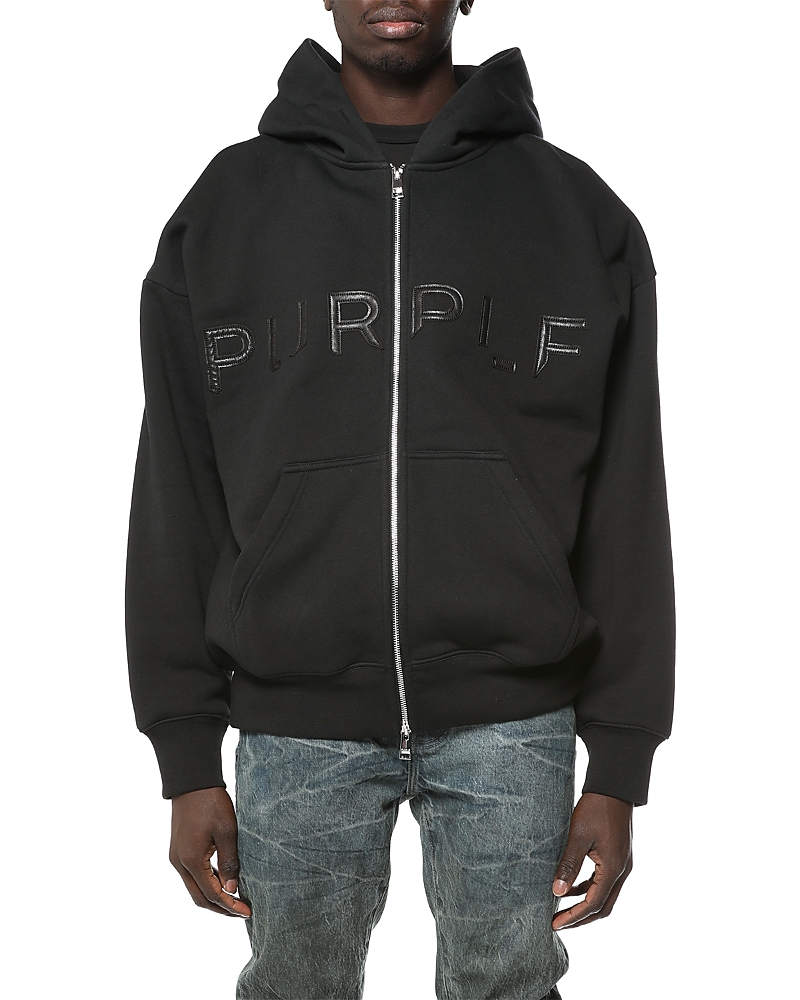 Purple Brand Logo Graphic Fleece Cotton Hoodie