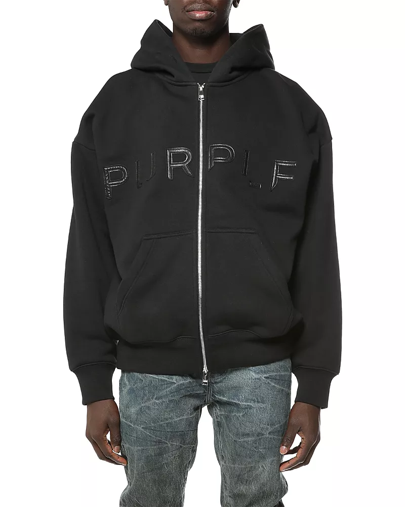 Purple Brand Logo Graphic Fleece Cotton Hoodie