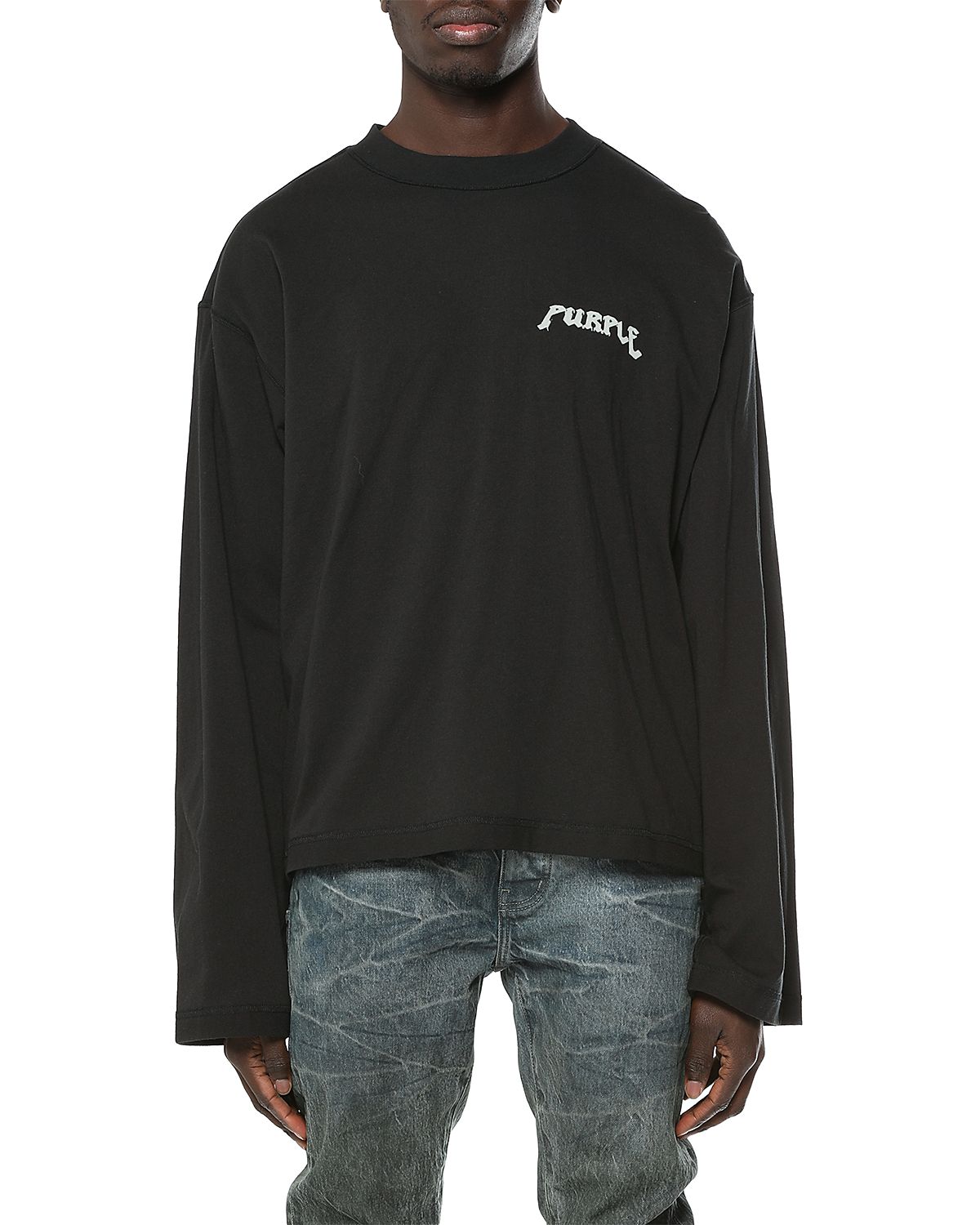 Purple Brand Cropped Screen Print Logo Shirt