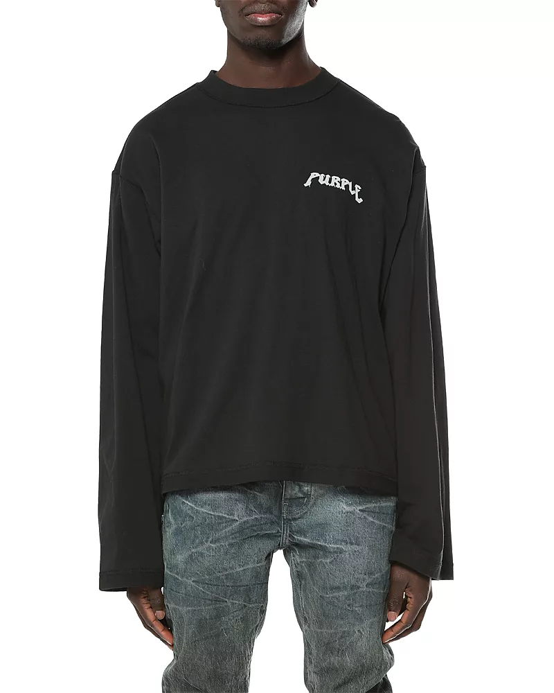Purple Brand Cropped Screen Print Logo Shirt