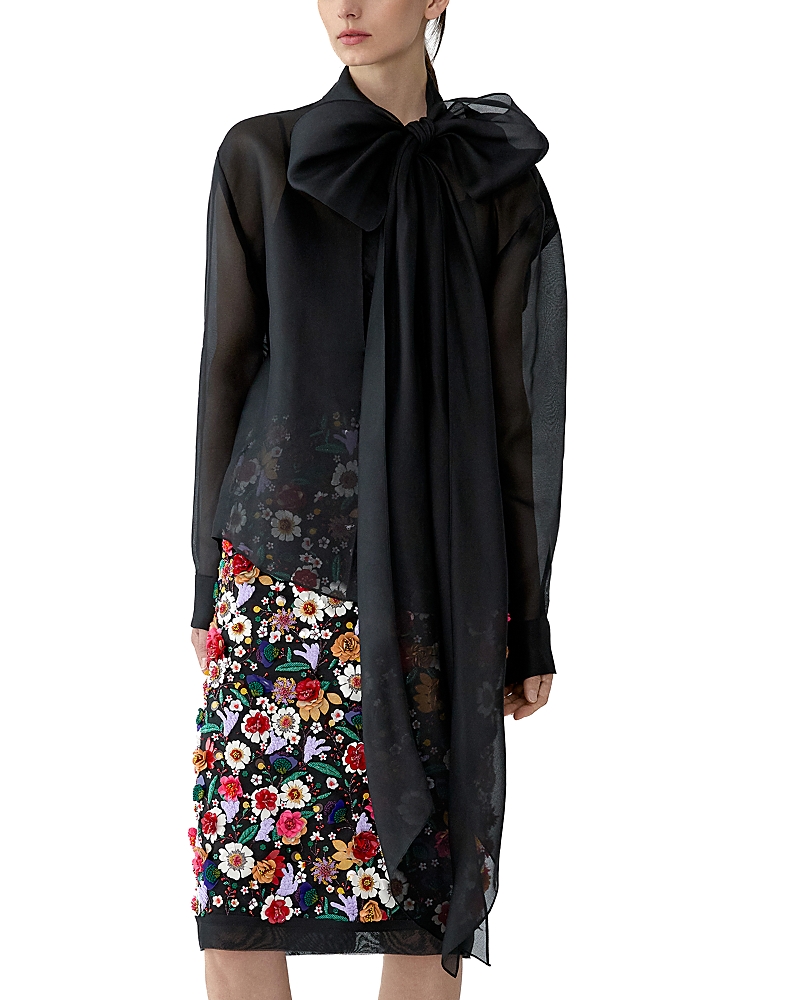 Carolina Herrera Long Sleeve Button Down Bow Blouse