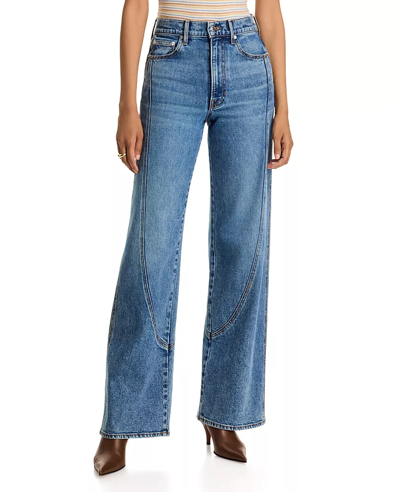 Veronica Beard Taylor High Rise Wide Leg Jeans in Rebel Blue