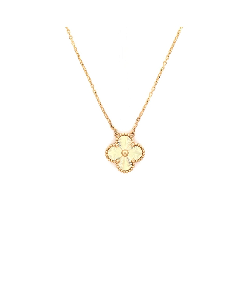 Pre-Owned Van Cleef & Arpels Vintage Alhambra Pendant Necklace Guilloche 18K Gold, 16.5