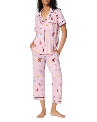 Bedhead Pajamas Minuet Toile Short Sleeve Classic Stretch Jersey Cropped Pajama Set - Exclusive