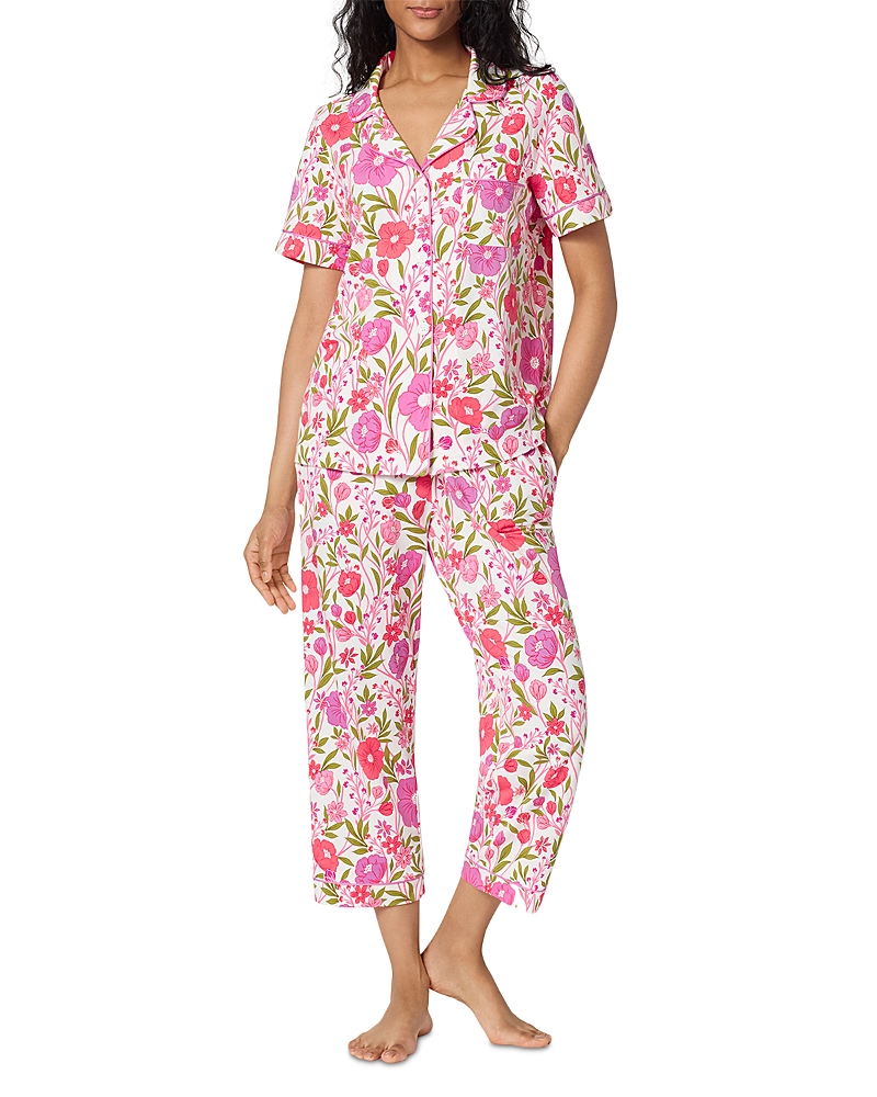 BedHead Pajamas Minuet Toile Short Sleeve Classic Stretch Jersey Cropped Pajama Set - Exclusive