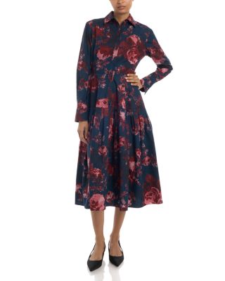 Cotton Printed Long Sleeve Shirtdress