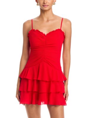 Short Pebble Chiffon Tie Ruffle Dress - Exclusive